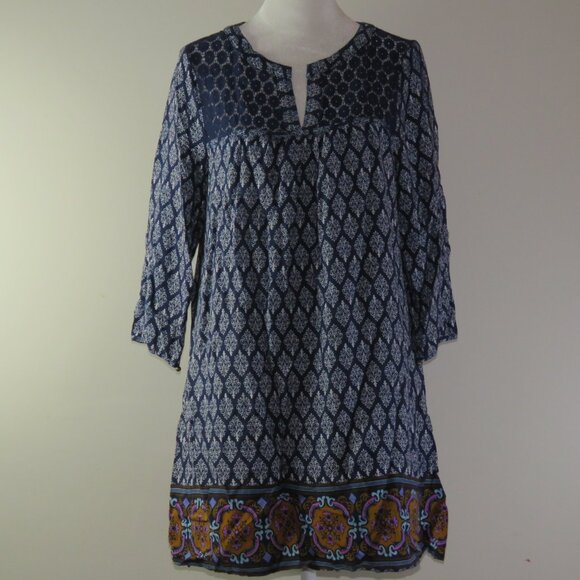 Alter'd State Blue & White Short-Sleeve V-Neck Pullover Tunic Size L (C1202) - Picture 2 of 7